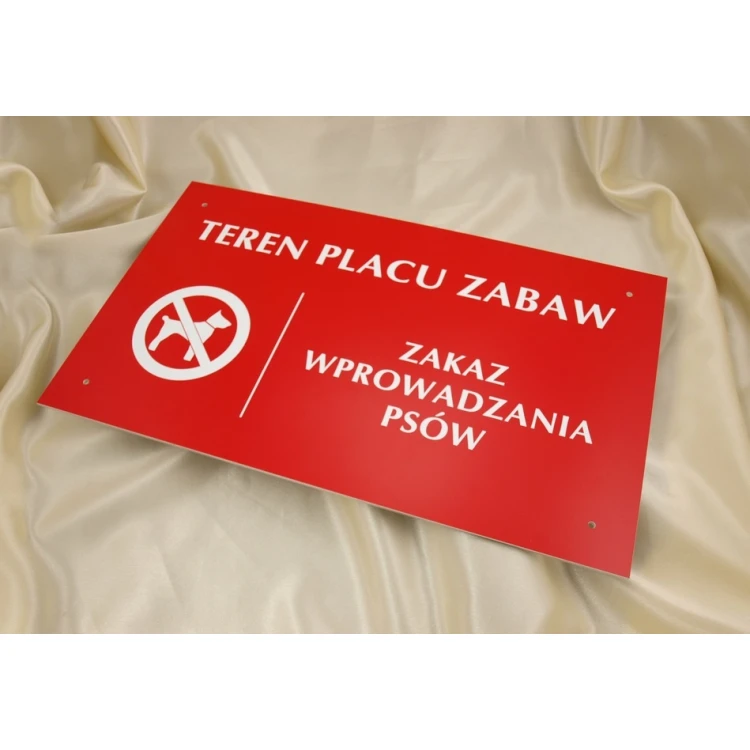 Szyld TEREN PLACU ZABAW ZAKAZ WPROWADZANIA PSÓW - SZ017 - wym. 500x300mm