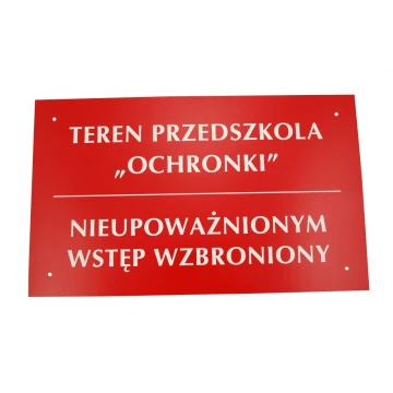 Szyld TEREN PRZEDSZKOLA NIEUPOWAŻNIONYM WSTĘP WZBRONIONY - SZ016 - wym. 500x300mm