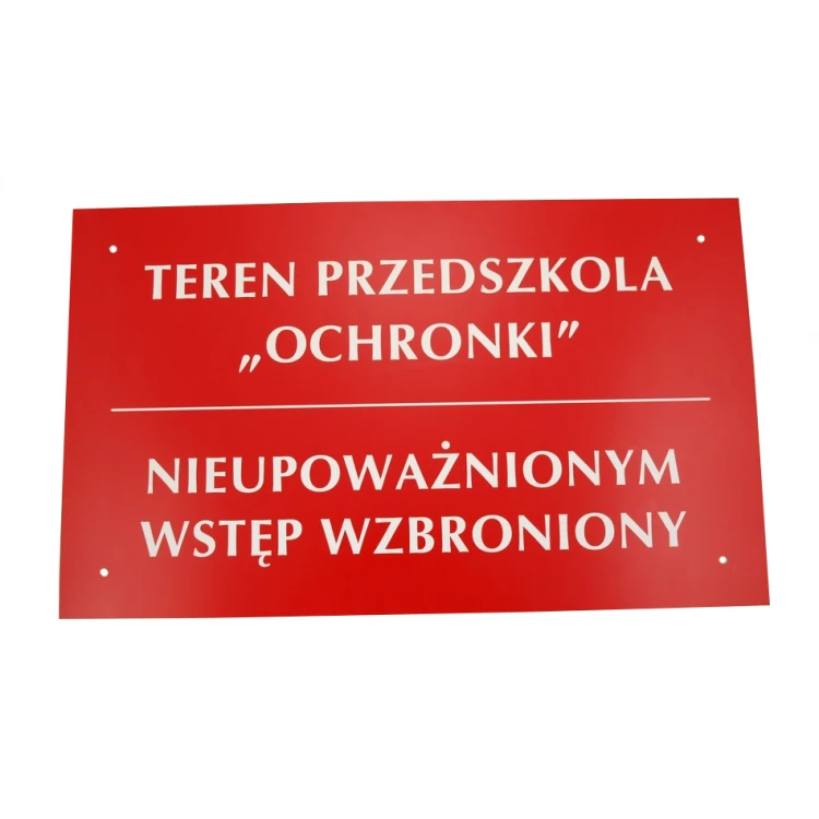 Szyld TEREN PRZEDSZKOLA NIEUPOWAŻNIONYM WSTĘP WZBRONIONY - SZ016 - wym. 500x300mm