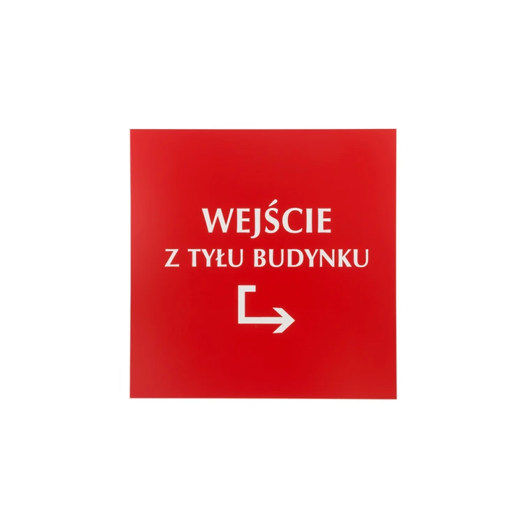 Szyld wejście z tyłu budynku - gr. 3mm - wym. 445x450mm - SZ130 - WYPRZEDAŻ