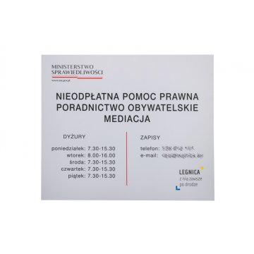 Szyld z godzinami otwarcia i logotypami - wym. 700x600mm - PVC - druk UV - SZUV033