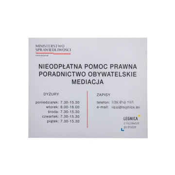 Szyld z godzinami otwarcia i logotypami - wym. 700x600mm - PVC - druk UV - SZUV033