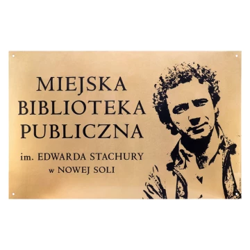 Szyld z mosiądzu zabezpieczony lakierem - grawer CNC - wym. 800x500mm - TAB592