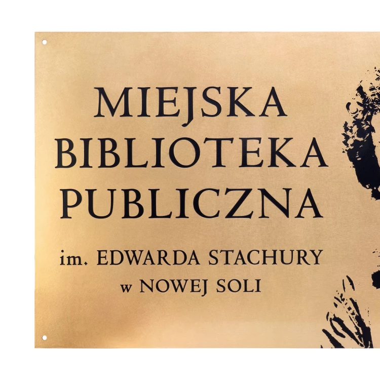 Szyld z mosiądzu zabezpieczony lakierem - grawer CNC - wym. 800x500mm - TAB592