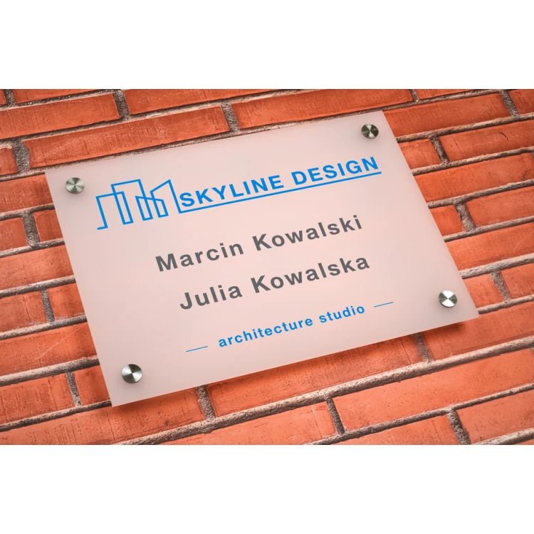 Szyld z pleksi gr. 3mm - druk UV - plexi biała frost półtransparentna - SZ153 - wym. 297x210mm (A4)
