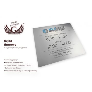 Szyld z wypukłym logo - SZ038 - wym. 275x250mm