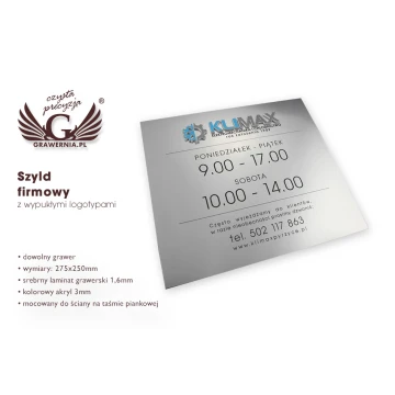 Szyld z wypukłym logo - SZ038 - wym. 275x250mm