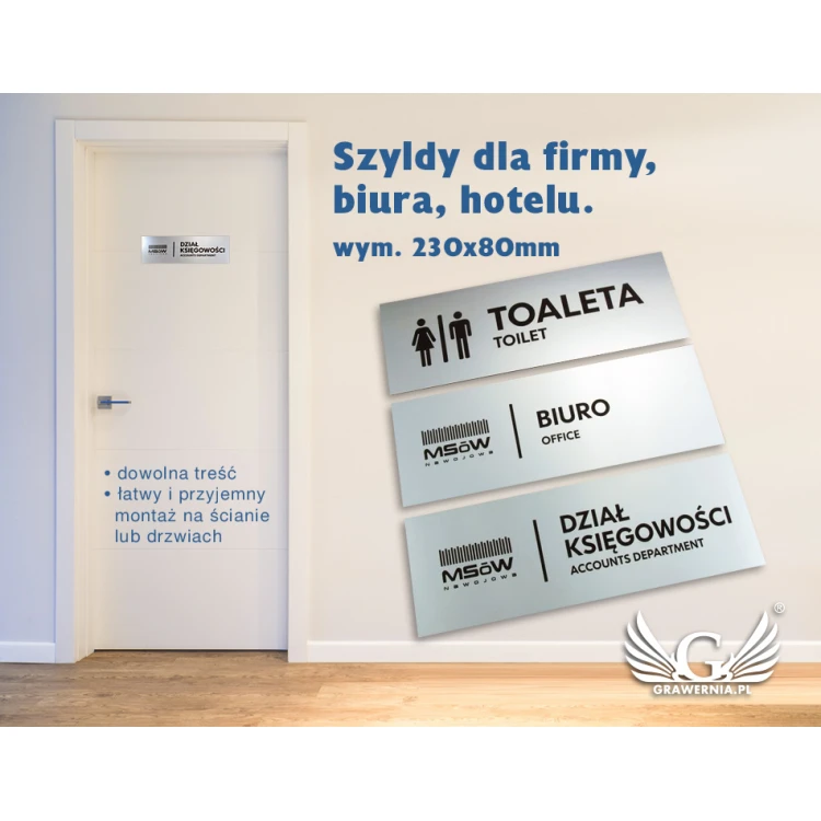 Szyldy dla firmy, biura, hotelu - SZ052 - wym. 230x80mm