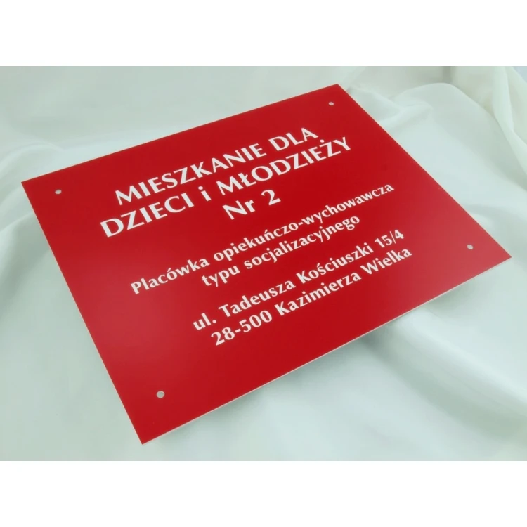 SZYLDY DLA PLACÓWKI OPIEKUŃCZO-WYCHOWAWCZEJ - czerwony - SZ058 - wym. 36x28cm