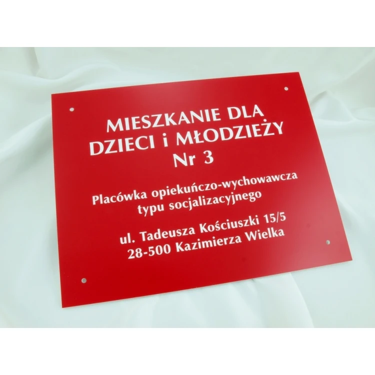 SZYLDY DLA PLACÓWKI OPIEKUŃCZO-WYCHOWAWCZEJ - czerwony - SZ058 - wym. 36x28cm
