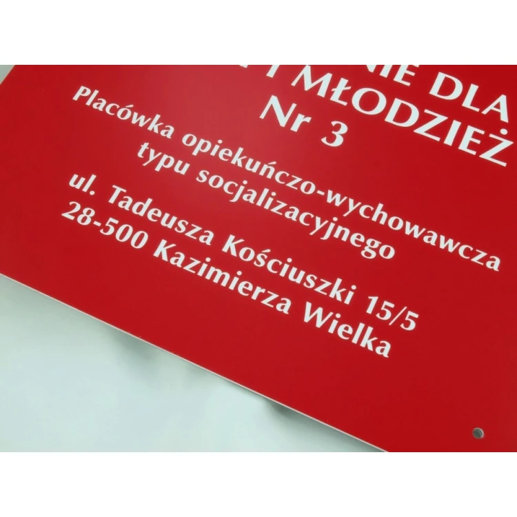 SZYLDY DLA PLACÓWKI OPIEKUŃCZO-WYCHOWAWCZEJ - czerwony - SZ058 - wym. 36x28cm