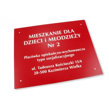 SZYLDY DLA PLACÓWKI OPIEKUŃCZO-WYCHOWAWCZEJ - czerwony - SZ058 - wym. 36x28cm