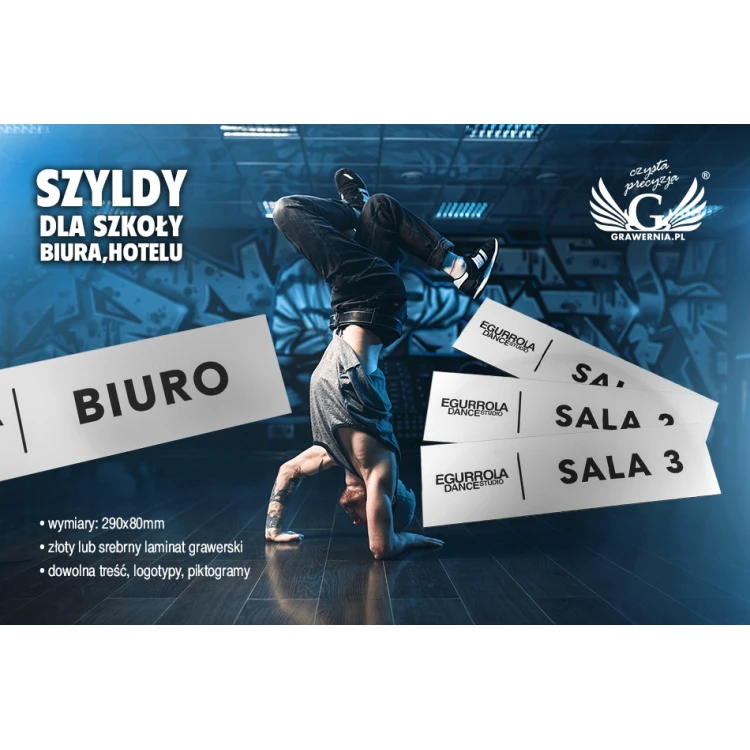 Szyldy dla szkoły, biura, hotelu - SZ014 - wym. 290x80mm