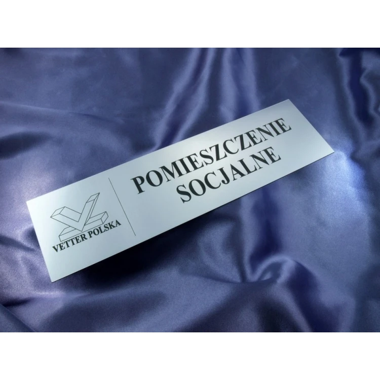 Szyldy dla Twojej Firmy - z nazwami pomieszczeń i logotypem - 29x8cm - rogi prostokątne