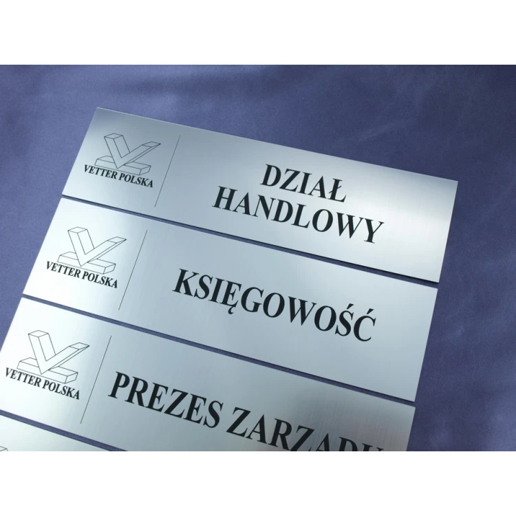 Szyldy dla Twojej Firmy - z nazwami pomieszczeń i logotypem - 29x8cm - rogi prostokątne