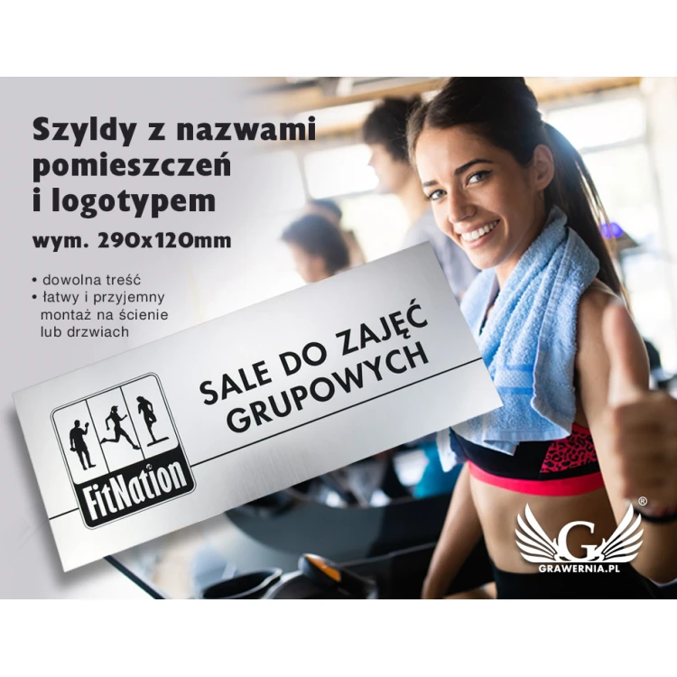 Szyldy z nazwami pomieszczeń i logotypem - 29x12cm - rogi prostokątne