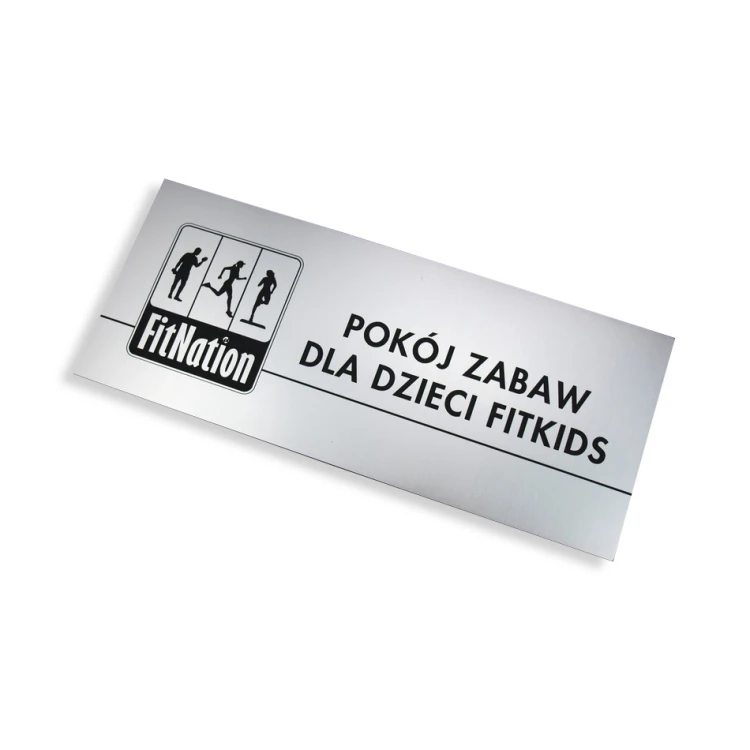 Szyldy z nazwami pomieszczeń i logotypem - 29x12cm - rogi prostokątne