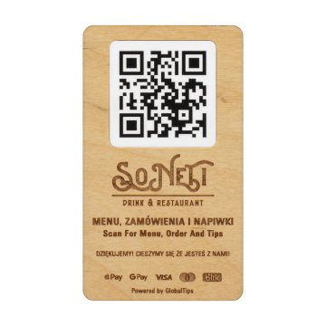 Tabliczka/Menu z wymiennym kodem QR i logo firmy - wym. 120x70 mm - TAB682