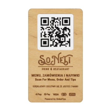 Tabliczka/Menu z wymiennym kodem QR i logo firmy - wym. 120x70 mm - TAB682