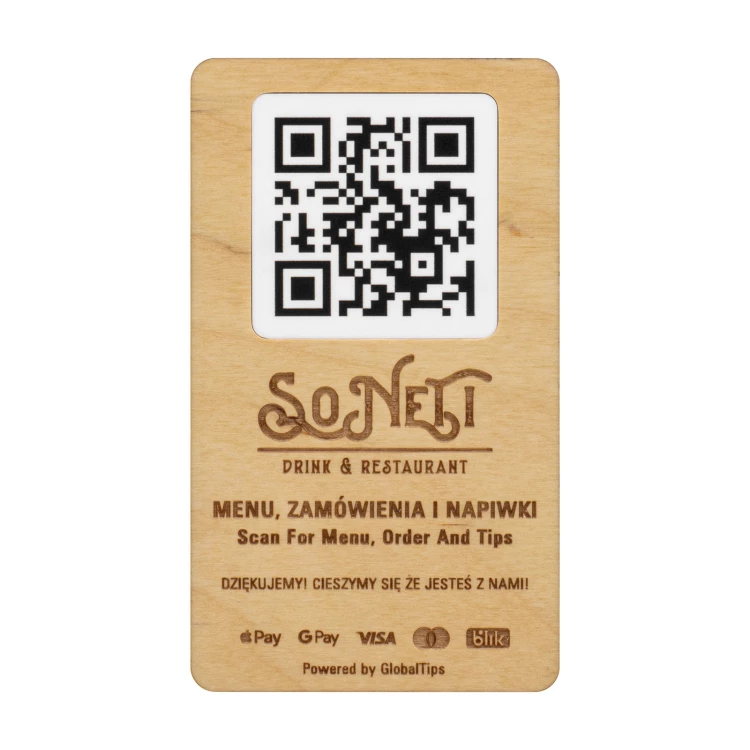 Tabliczka/Menu z wymiennym kodem QR i logo firmy - wym. 120x70 mm - TAB682