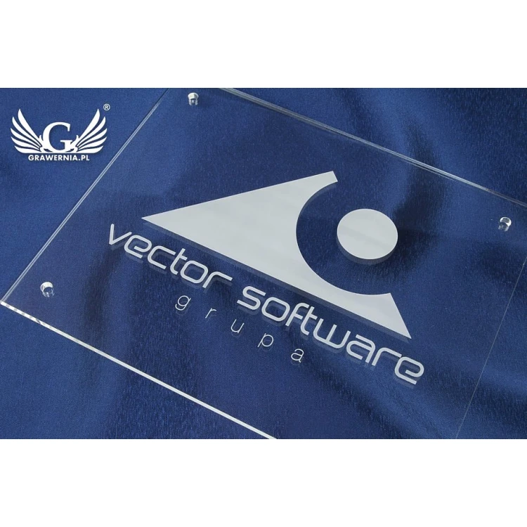 Tablica Firmowa z Twoim logo - plexi grawerowana gr. 5mm - SZ087 - wym. 200x250mm