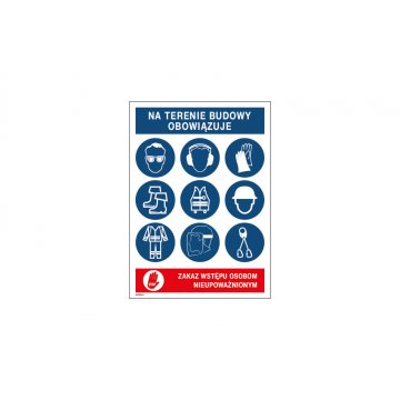 Tablica informacyjna BHP dla budownictwa - wym. 350x490mm - PVC - kolorowy druk UV - BHP098