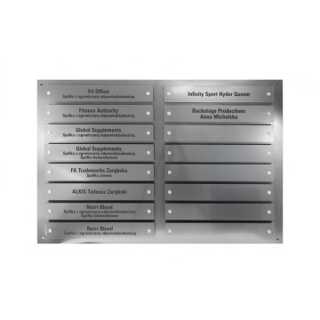 Tablica informacyjna na dystansach - grawerowana laserem - wym: 880x598mm - TAB099