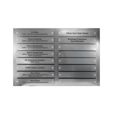 Tablica informacyjna na dystansach - grawerowana laserem - wym: 880x598mm - TAB099