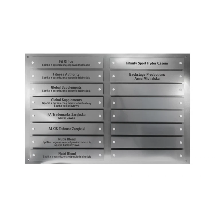 Tablica informacyjna na dystansach - grawerowana laserem - wym: 880x598mm - TAB099