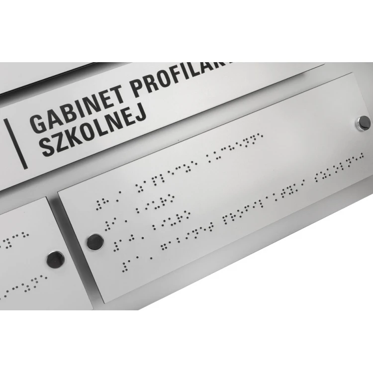 Tablica informacyjna z alfabetem Braille'a - grawerowana laserem - wym: 1000x600mm - TAB342 
