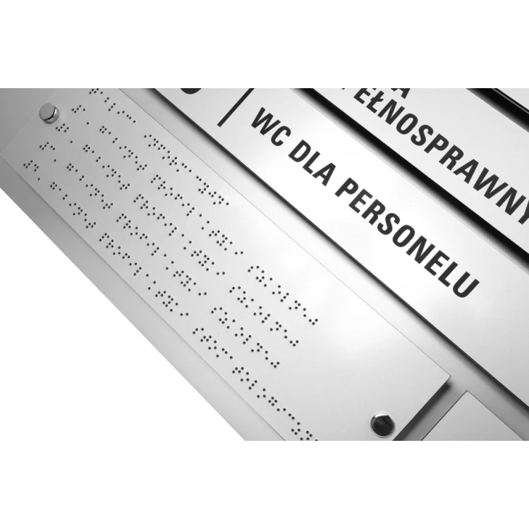 Tablica informacyjna z alfabetem Braille'a - grawerowana laserem - wym: 1000x600mm - TAB342 
