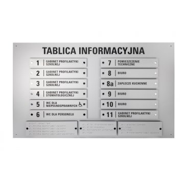 Tablica informacyjna z alfabetem Braille'a - grawerowana laserem - wym: 1000x600mm - TAB342 