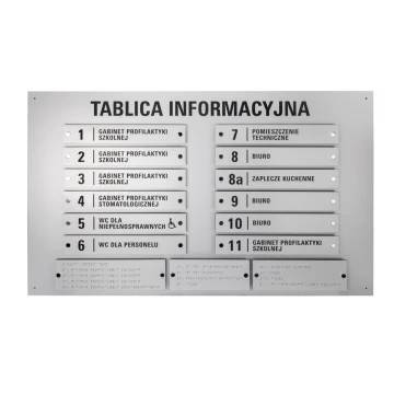 Tablica informacyjna z alfabetem Braille'a - grawerowana laserem - wym: 1000x600mm - TAB342 