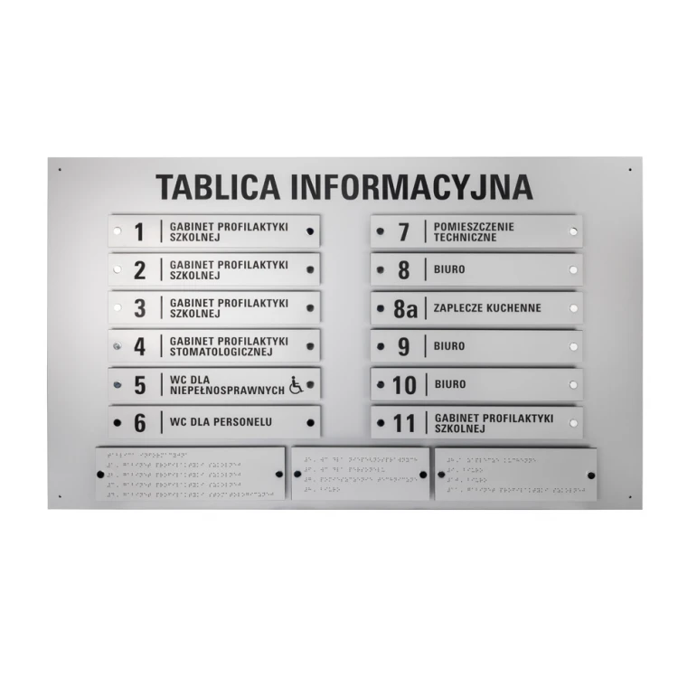Tablica informacyjna z alfabetem Braille'a - grawerowana laserem - wym: 1000x600mm - TAB342 