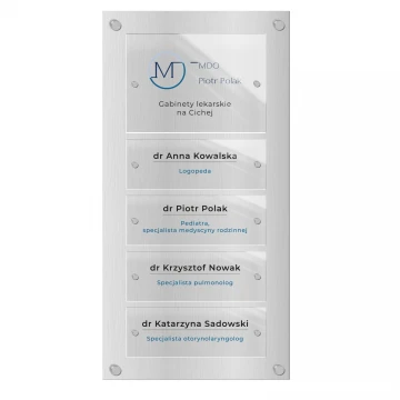 Tablica informacyjna z dibondu i transparentnej plexi - wym: 397x785mm - TAB464