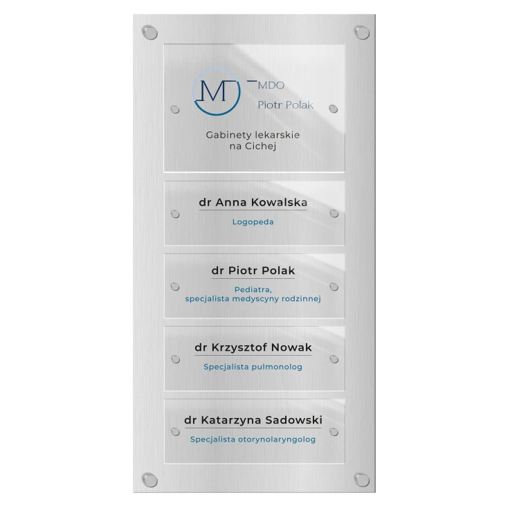 Tablica informacyjna z dibondu i transparentnej plexi - wym: 397x785mm - TAB464