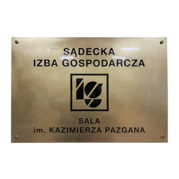 Tablica mosiężna grawerowana - mosiądz szlifowany - grawer CNC z wypełnieniem - wym. 800x540mm - TAB409