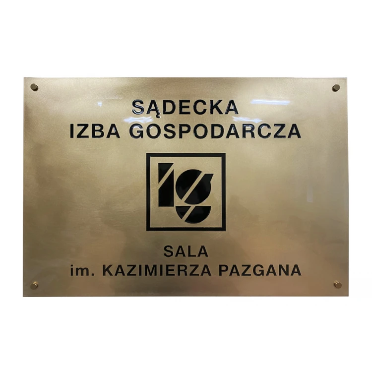 Tablica mosiężna grawerowana - mosiądz szlifowany - grawer CNC z wypełnieniem - wym. 800x540mm - TAB409