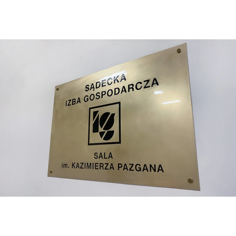 Tablica mosiężna grawerowana - mosiądz szlifowany - grawer CNC z wypełnieniem - wym. 800x540mm - TAB409