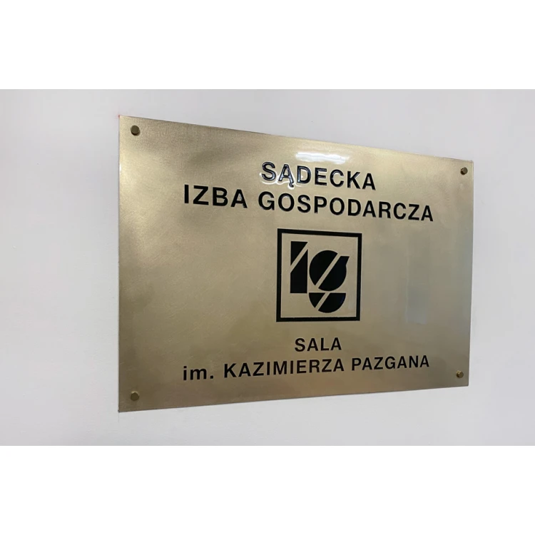 Tablica mosiężna grawerowana - mosiądz szlifowany - grawer CNC z wypełnieniem - wym. 800x540mm - TAB409
