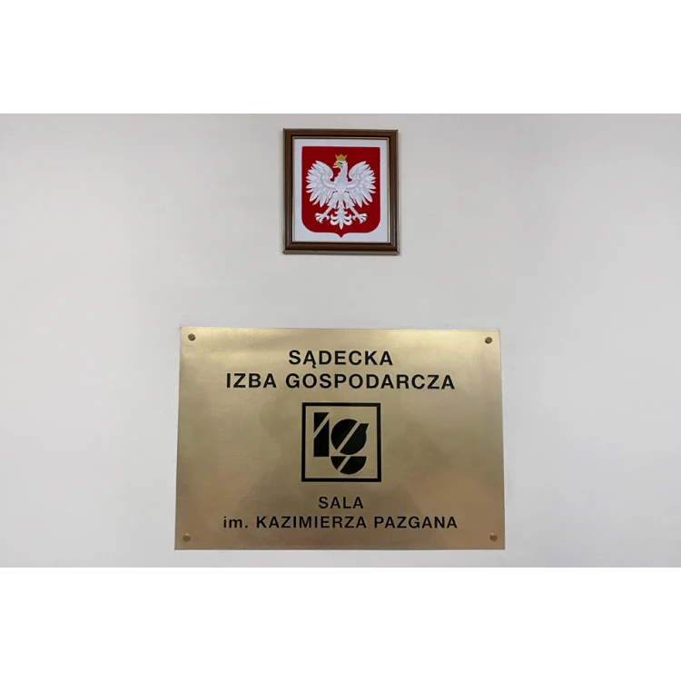Tablica mosiężna grawerowana - mosiądz szlifowany - grawer CNC z wypełnieniem - wym. 800x540mm - TAB409