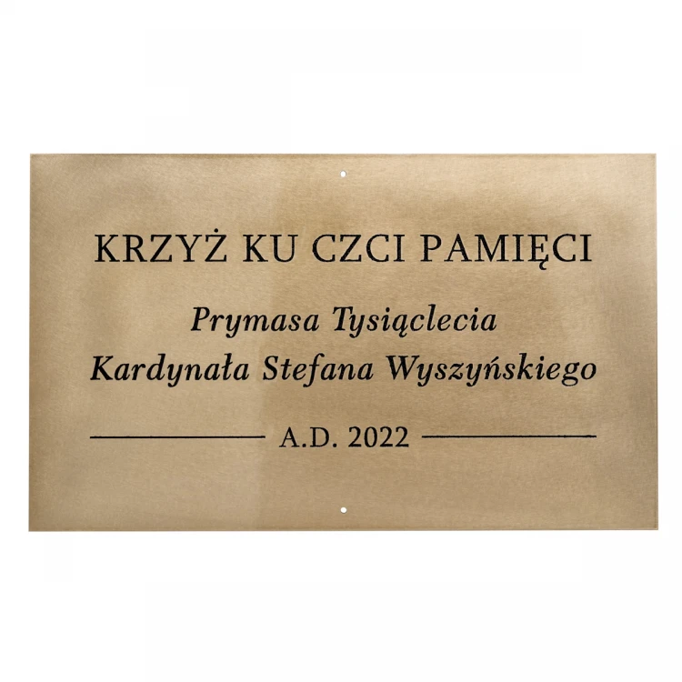 Tablica mosiężna grawerowana - mosiądz szlifowany - grawer CNC z wypełnieniem - wym. 500x300mm - TAB667