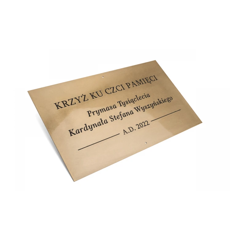 Tablica mosiężna grawerowana - mosiądz szlifowany - grawer CNC z wypełnieniem - wym. 500x300mm - TAB667