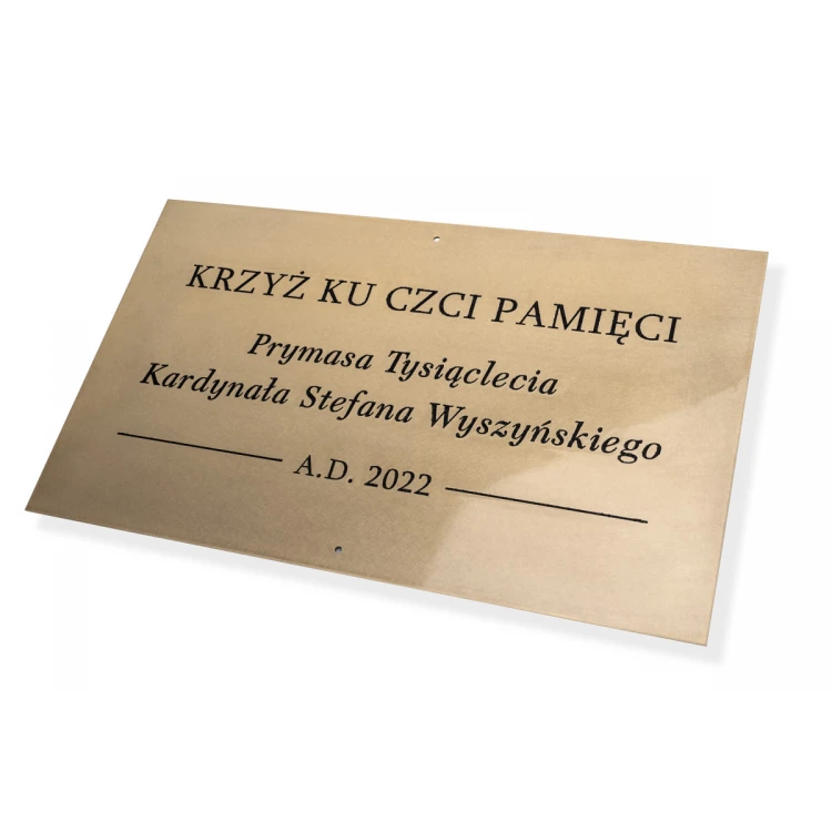 Tablica mosiężna grawerowana - mosiądz szlifowany - grawer CNC z wypełnieniem - wym. 500x300mm - TAB667