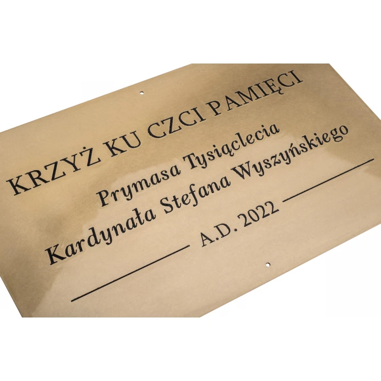 Tablica mosiężna grawerowana - mosiądz szlifowany - grawer CNC z wypełnieniem - wym. 500x300mm - TAB667