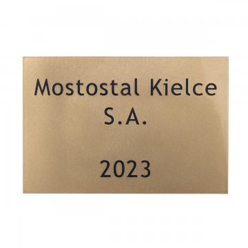 Tablica mosiężna grawerowana - mosiądz szlifowany - grawer CNC z wypełnieniem - wym. 300x200mm - TAB513 