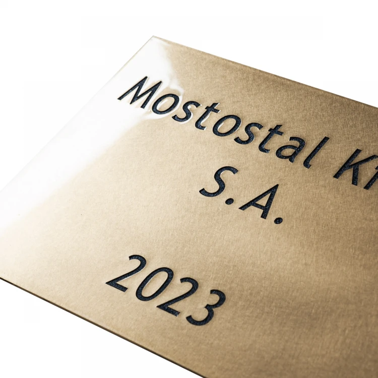 Tablica mosiężna grawerowana - mosiądz szlifowany - grawer CNC z wypełnieniem - wym. 300x200mm - TAB513 