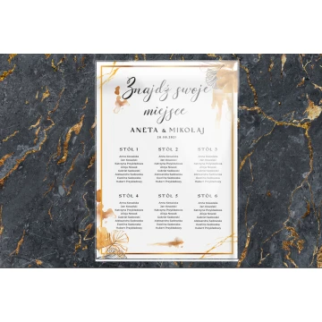 Tablica na wesele z układem stołów - plexi 5mm z nadrukiem UV - wym. 500x700mm - TNS010