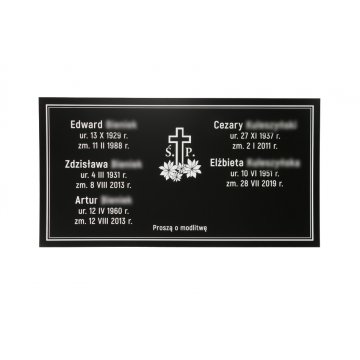 TABLICA NAGROBKOWA - czarny laminat gładki - biały grawer wym. 750x400mm - TAB071