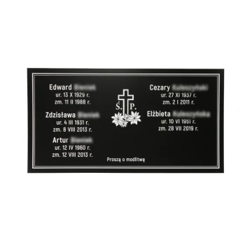 TABLICA NAGROBKOWA - czarny laminat gładki - biały grawer wym. 750x400mm - TAB071